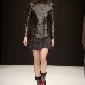 Black Leather Double-Breasted Jacket by Camilla Stærk